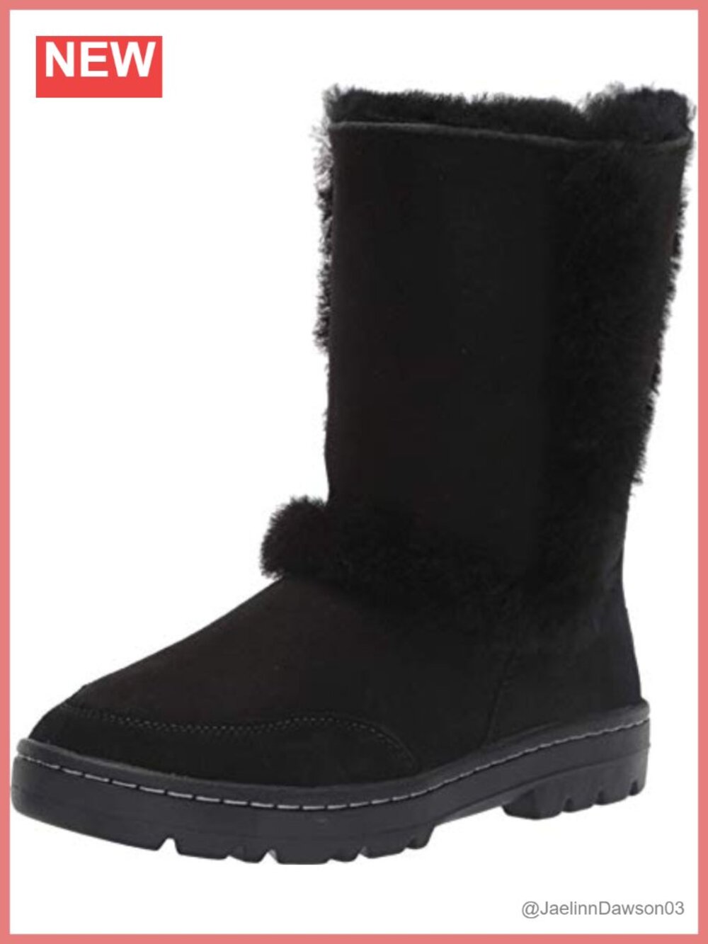 Women's Shearling Sheepskin Snow Boots Pull-On Mid-Calf Water Resistant